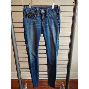 True Religion Serena Skinny Jeans Womens 25 Blue Denim Low Rise Made in USA